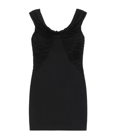 Max Mara Off-the-shoulder Viscose Knit Dress In Black