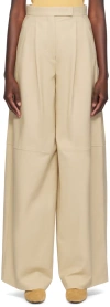 Max Mara Avoriaz Cotton Double Canvas Wide Pants In Beige