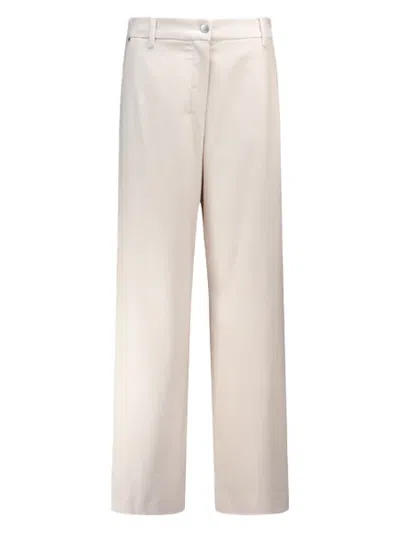 Max Mara Off White Ermes Wool Wide Trousers