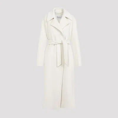 MAX MARA OFF WHITE LONG BELTED TRENCH COAT