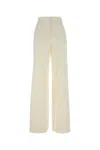 Max Mara Off White Loose Flat Front Pants In White