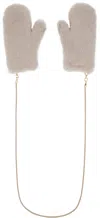 Max Mara Off-white Ombrato Mittens In 002 Sand