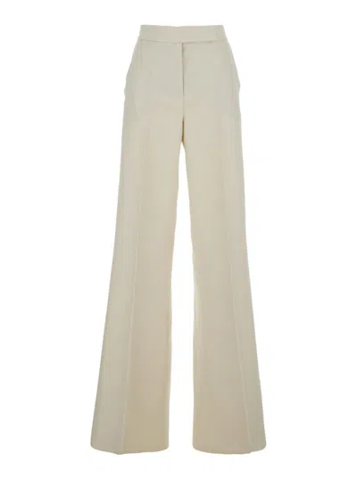 Max Mara Off White Regular Flat Front Pants In Neutral