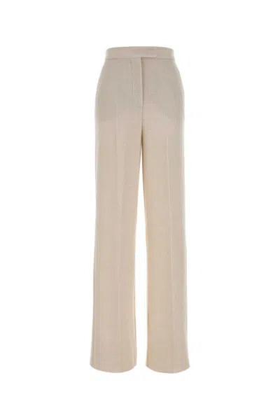 Max Mara Off White Straight Flat Front Trousers In Neutral