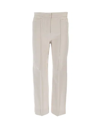 Max Mara Off White Straight Flat Front Pants