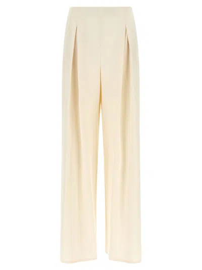 Max Mara Off White Straight Pleated Trousers
