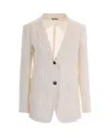 Max Mara Single-breasted Pinstriped Linen Blazer In Neutral