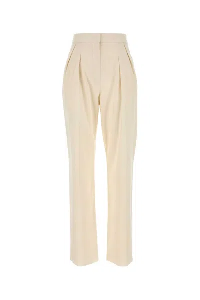 Max Mara Off White Tailored Pleated Pant In Transparent