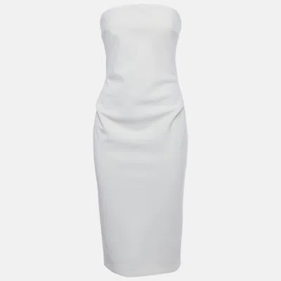 Pre-owned Max Mara Off-white Wool Strapless Bernard Dress S