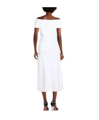 Max Mara Off-shoulder Short-sleeve Dress In White