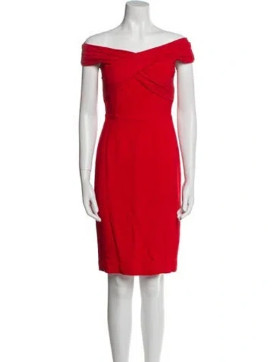 Pre-owned Max Mara Off-the-shoulder Knee-length Dress In Red