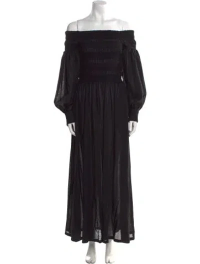 Pre-owned Max Mara Off-the-shoulder Long Dress In Black