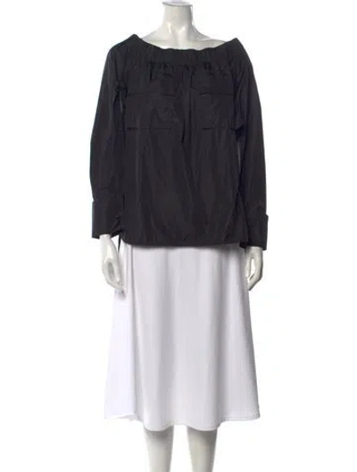 Pre-owned Max Mara Off-the-shoulder Long Sleeve Top In Black