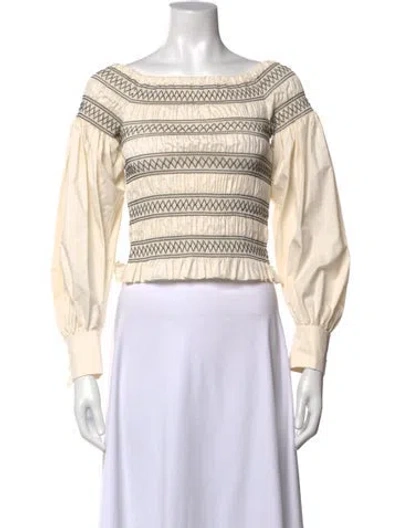 Pre-owned Max Mara Off-the-shoulder Long Sleeve Top W/ Tags In Neutral