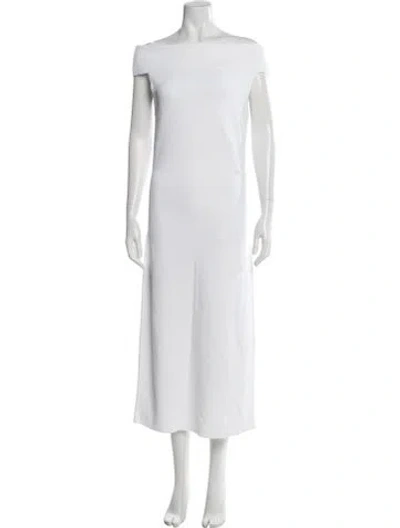 Pre-owned Max Mara Off-the-shoulder Midi Length Dress In White