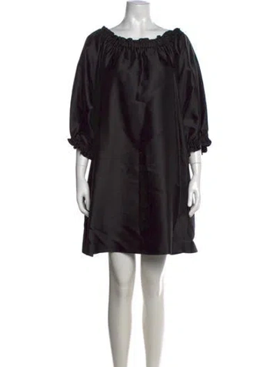 Pre-owned Max Mara Off-the-shoulder Mini Dress In Black