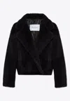 Max Mara Oggeri Cropped Teddy Bear Icon Coat In Black