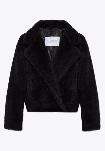 Max Mara Oggeri Cropped Teddy Bear Icon Coat In Black