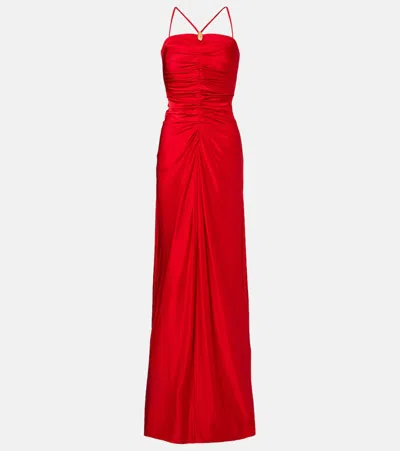 Max Mara Oggetti Ruched Halterneck Bustier Gown In Multi