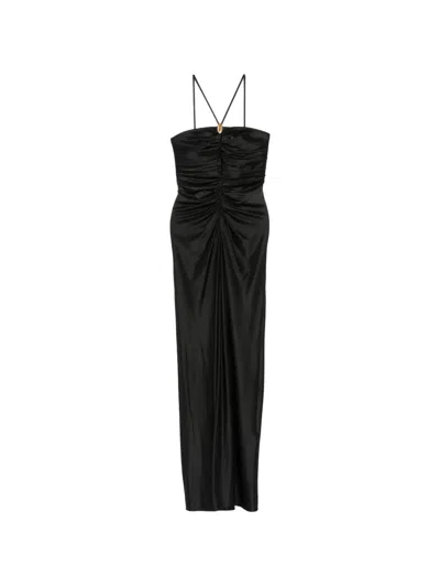Max Mara Oggetti Ruched Square-neck Maxi Dress In Black