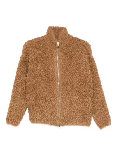 Max Mara Oggetti Zip-up Cardigan In Brown