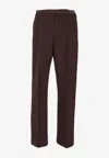 Max Mara Tailored Pleated Trousers With Pockets In Brown