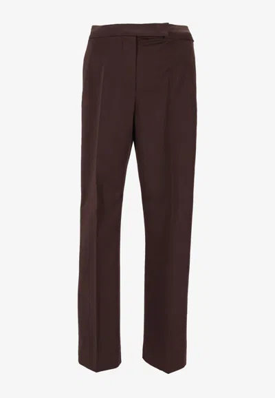 Max Mara Tailored Pleated Trousers With Pockets In Brown