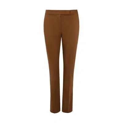 Max Mara Okra Cotton Cigarette Pants In Brown