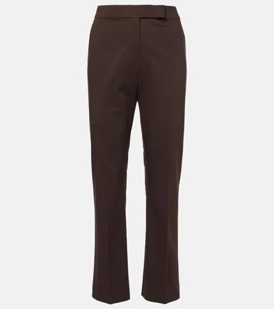 Max Mara Okra Cotton Cropped Pants In Brown
