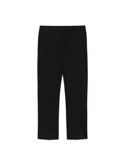 Max Mara Okra Cotton Satin Trousers In Black