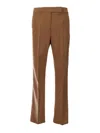 Max Mara Cotton Satin Trousers Back Pockets In Brown