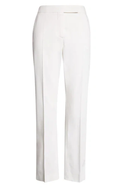 Max Mara Okra Crop Stretch Cotton Straight Leg Pants In Gray