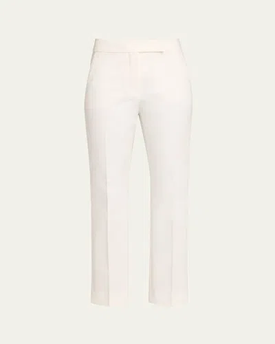Max Mara Okra Cropped Cotton Stretch Pants In White