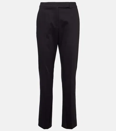 Max Mara Okra Mid-rise Cotton Flared Pants In Black