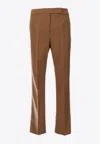 Max Mara Cotton Satin Trousers Back Pockets In Brown