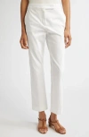 Max Mara Okra Stretch Cotton Ankle Pants In White