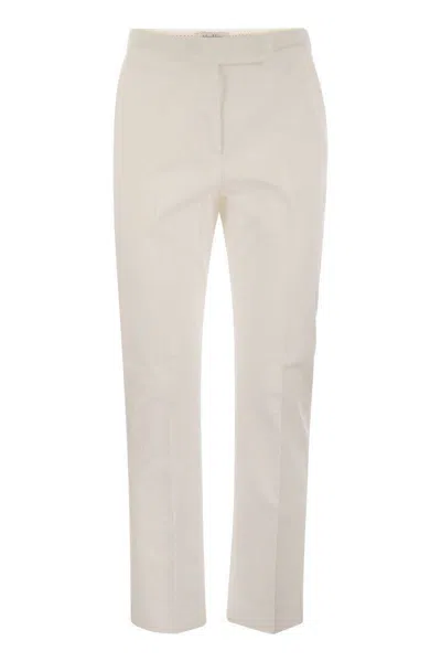 Max Mara Maxmara Women Okra - Cotton Satin Trousers In White