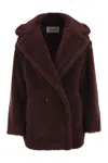 Max Mara Olga - Teddy Bear Icon Coat Short In Alpaca And Wool In Burgundy