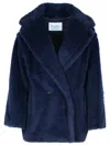 Max Mara Olga' Blue Alpaca Blend Coat