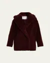 Max Mara Olga Faux Fur Double-breasted Coat In Red
