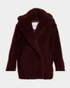 Max Mara Olga Faux Fur Double-breasted Coat In Red