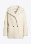 Max Mara Maxmara Short Teddy Bear Icon Coat In White