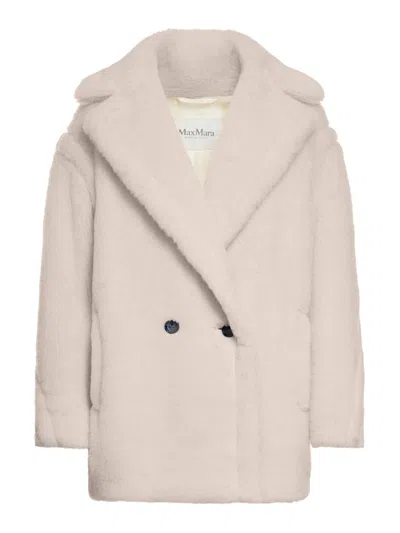 Max Mara Olga Teddy Bear Alpaca Wool Coat In Nude