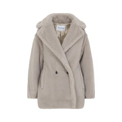 Max Mara Olga Teddy Beige Alpaca Coat In White