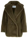 Max Mara Olga Dark Green Alpaca Blend Coat In Kaki