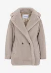 Max Mara Olga Teddy Beige Alpaca Coat In Neutral