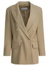 Max Mara Stretch-cotton Double-breasted Blazer In Neutral