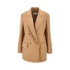 Max Mara Double-breasted Jacket Structured Shoulders In Neutral