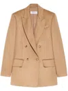 Max Mara Double-breasted Jacket Structured Shoulders In Brown