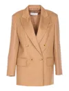 Max Mara Double-breasted Jacket Structured Shoulders In Brown